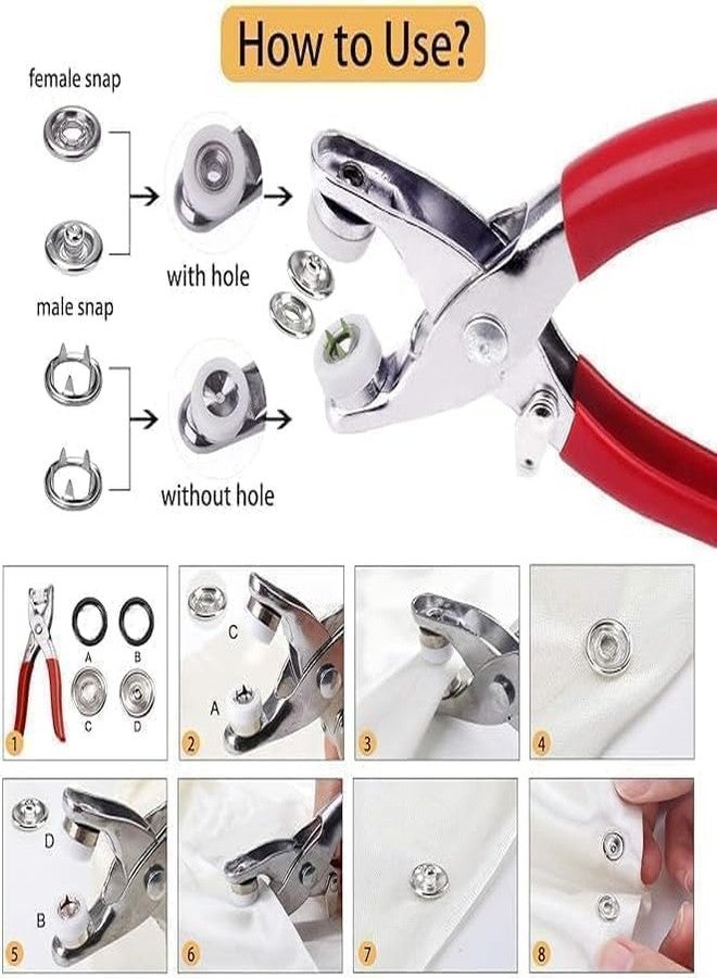 AADIVY Snap Buttons 100 Sets Five-Prong Snapp Buckles Kit with Pliers, Metal Snaps Button Set for Baby Clothes, Leather, Sewing & DIY Craft Tool Kit (Multicolor) - Image 3